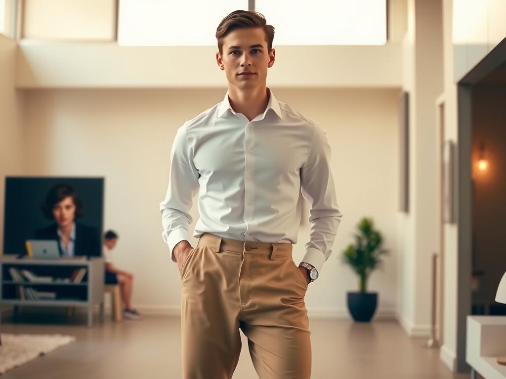 High-waisted pants create a longer leg line for a slimmer look.
