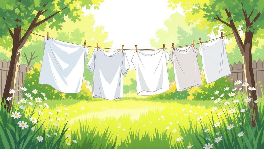 Air-drying white clothes in a sunny outdoor setting helps preserve their brightness and extends their lifespan naturally.