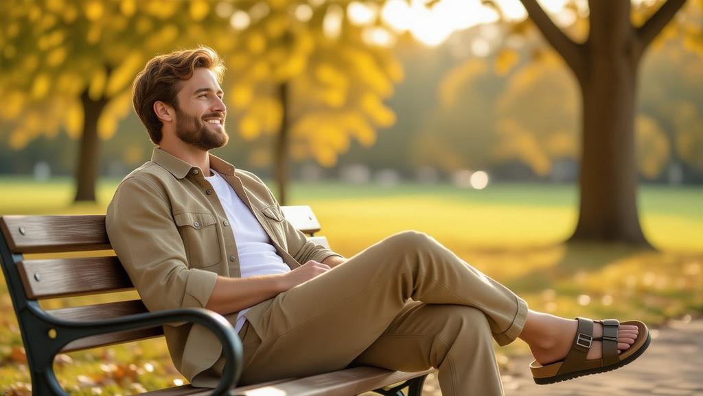 Enjoy the enduring charm of Birkenstocks with worn heels during casual outings, symbolizing comfort and evolving trends in everyday wardrobe essentials.