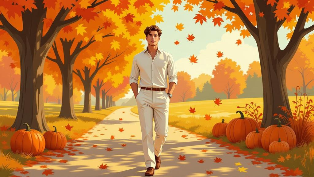 Examine the outdated yet intriguing rule against white post-Labor Day through this portrayal of seasonal fashion contrasts in a cozy outdoor setting.