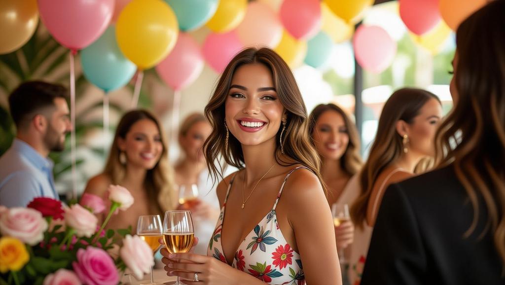 Stylish footwear steals the spotlight at a vibrant birthday event, showcasing Versace sandals that perfectly complement a chic, celebratory outfit.