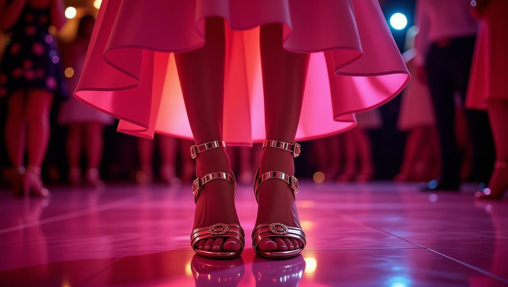 Versace sandals add a touch of luxury to a fashionable ensemble at a star-studded birthday bash, highlighting exquisite design and modern elegance.