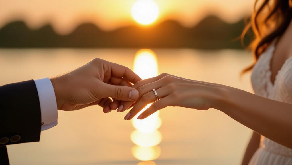 Visualize the heartfelt moment a wedding ring finds its perfect place, enhancing personal style and representing enduring bonds of love.
